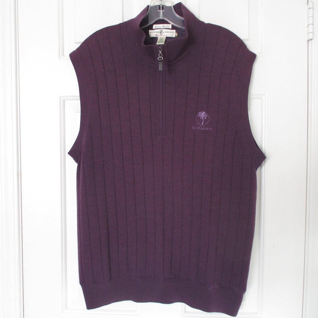 Fairway  Greene Mens The Plantation Purple Lined Merino Wool Golf Vest NwotM